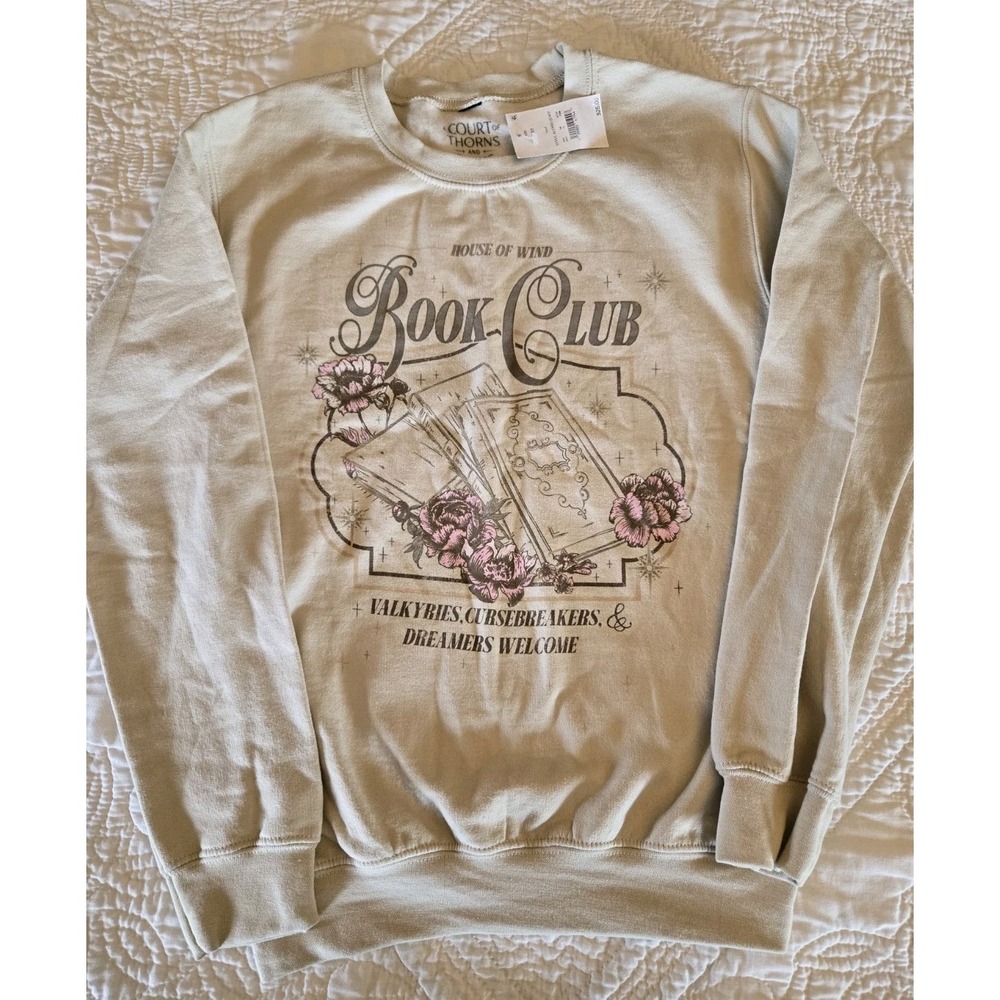 Goodie Two Sleeves Womens XXS Sand Book Club Acotar Graphic Sweatshirt New NWT